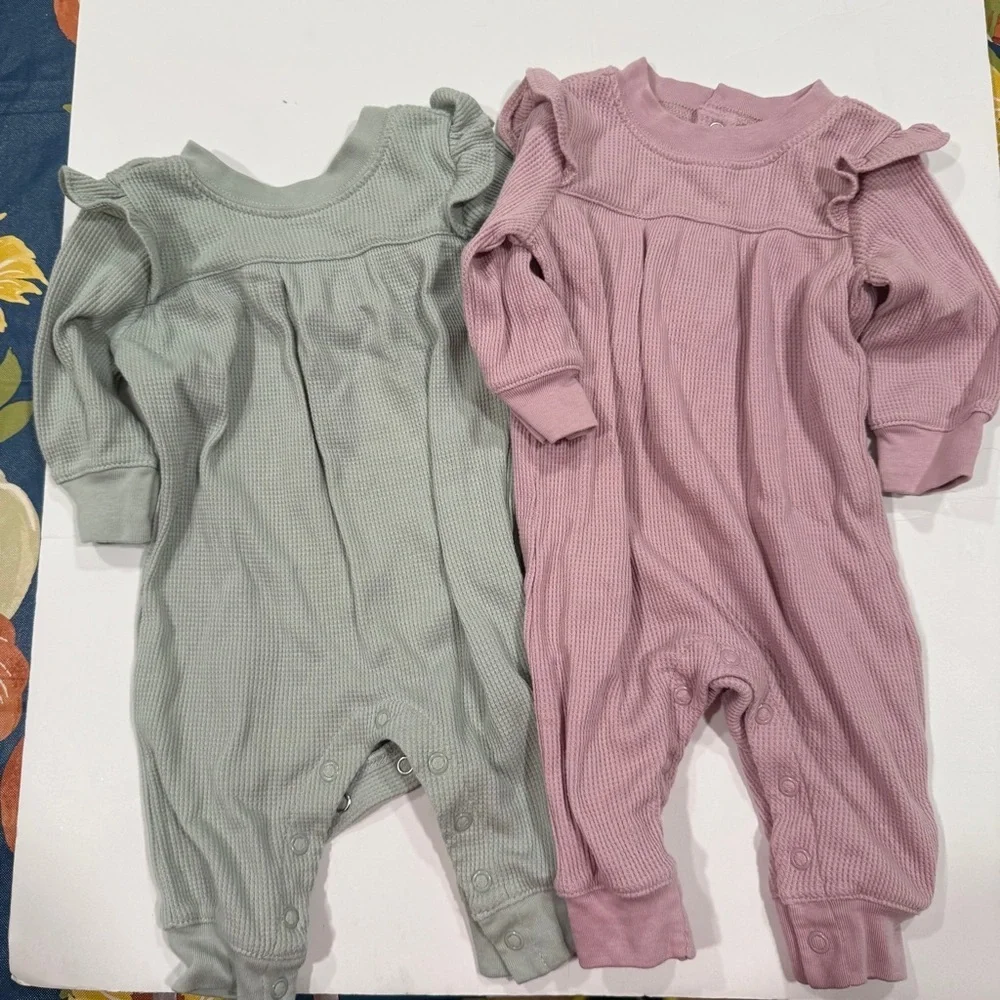 Carter’s one piece Long Sleeve Rompers Set of two- 0-3months